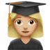 👩🏼‍🎓 woman student: medium-light skin tone display on Apple